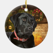 Black Lab kerstversiering Keramisch Ornament (Achterkant)