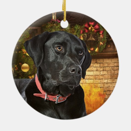 Black Lab kerstversiering Keramisch Ornament (Achterkant)