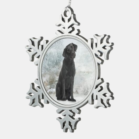 Black Lab kerstversiering Tin Sneeuwvlok Ornament (Rechts)