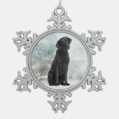 Black Lab kerstversiering Tin Sneeuwvlok Ornament (Voorkant)