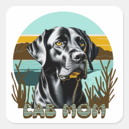 Black Lab | Lab Moeder Hond gepersonaliseerd Vierkante Sticker
