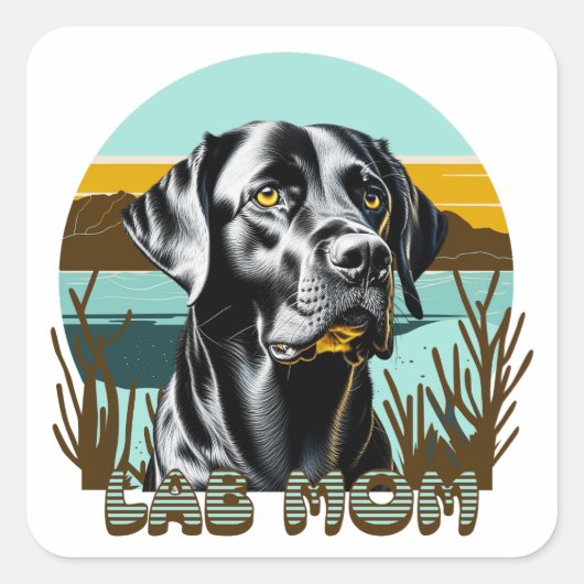 Black Lab | Lab Moeder Hond gepersonaliseerd Vierkante Sticker (Voorkant)