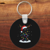 Black Lab Labrador Christmas Dog Reindeer Lights P Sleutelhanger (Voorkant)