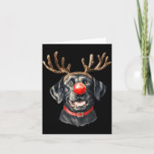 Black Lab Labrador Christmas Dog Reindeer Xmas Paj Kaart (Voorkant)