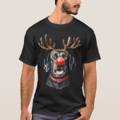 Black Lab Labrador Christmas Dog Reindeer Xmas Paj T-shirt (Voorkant)