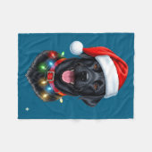 Black Lab Labrador Christmas Dog Santa Hat Light P Fleece Deken (Voorkant (Horizontaal))
