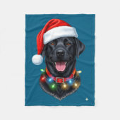 Black Lab Labrador Christmas Dog Santa Hat Light P Fleece Deken (Voorkant)