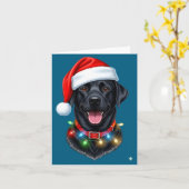 Black Lab Labrador Christmas Dog Santa Hat Light P Kaart (Gele Bloem)