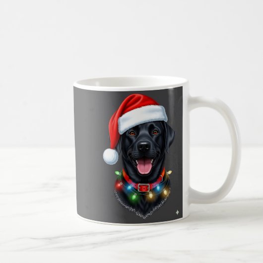 Black Lab Labrador Christmas Dog Santa Hat Light P Koffiemok (Rechts)