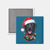 Black Lab Labrador Christmas Dog Santa Hat Light P Magneet (Voorkant / Achterkant)
