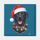 Black Lab Labrador Christmas Dog Santa Hat Light P Magneet (Voorkant)