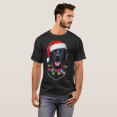 Black Lab Labrador Christmas Dog Santa Hat Light P T-shirt (Voorkant volledig)