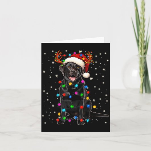 Black Lab Labrador Christmas Tree Light Pajama Dog Kaart (Voorkant)