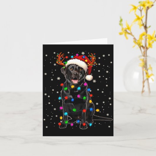 Black Lab Labrador Christmas Tree Light Pajama Dog Kaart (Gele Bloem)