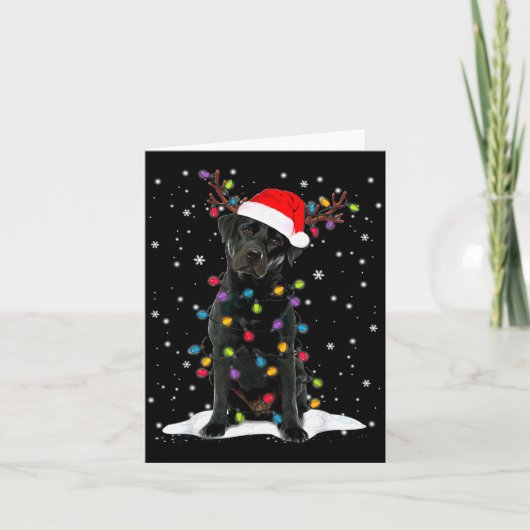 Black Lab Labrador Christmas Tree Light Pajama Dog Kaart (Voorkant)