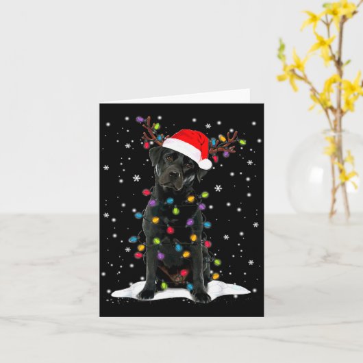 Black Lab Labrador Christmas Tree Light Pajama Dog Kaart (Gele Bloem)