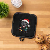 Black Lab Labrador Christmas Tree Light Pajama Dog Pannenlap (Top down)