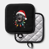 Black Lab Labrador Christmas Tree Light Pajama Dog Pannenlap (Voorkant / Achterkant)