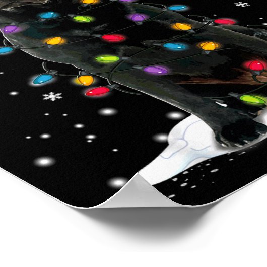 Black Lab Labrador Christmas Tree Light Pajama Dog Poster (Hoek)