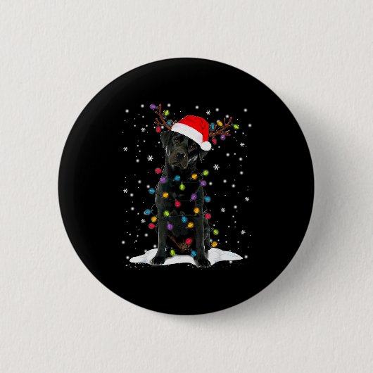 Black Lab Labrador Christmas Tree Light Pajama Dog Ronde Button 5,7 Cm (Voorkant)