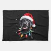 Black Lab Labrador Christmas Tree Light Pajama Dog Theedoek (Horizontaal)