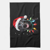 Black Lab Labrador Christmas Tree Light Pajama Dog Theedoek (Verticaal)