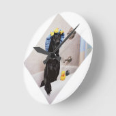 Black Lab Labrador Dog Funny Bath Time Ronde Klok (Hoek)