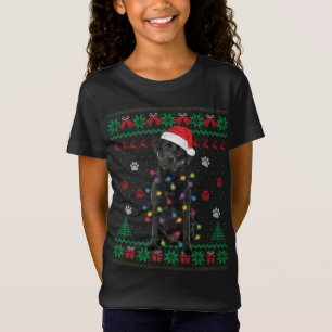 Black Lab Labrador kerstlampjes Santa Dog Love T-shirt