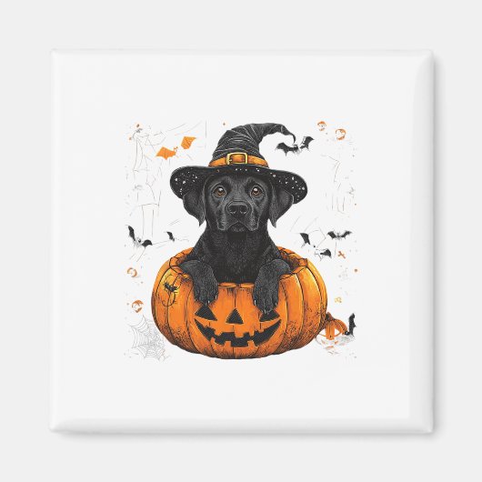 Black Lab Labrador Pompoen Halloween Thanksgiving Magneet (Voorkant)