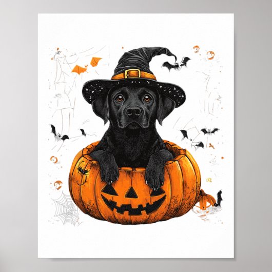 Black Lab Labrador Pompoen Halloween Thanksgiving Poster (Voorkant)