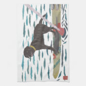 Black Lab, labrador Retriever, Beach Dog Theedoek (Verticaal)