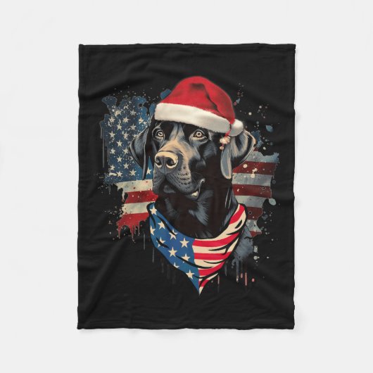 Black Lab Labrador  Santa Christmas Pyjama Fleece Deken (Voorkant)