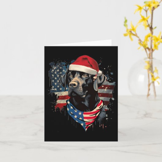 Black Lab Labrador  Santa Christmas Pyjama Kaart (Gele Bloem)