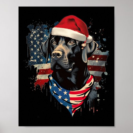 Black Lab Labrador  Santa Christmas Pyjama Poster (Voorkant)