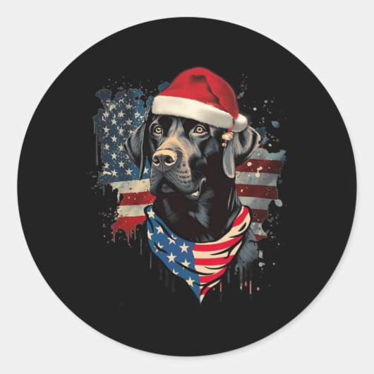 Black Lab Labrador Santa Christmas Pyjama Ronde Sticker (Voorkant)