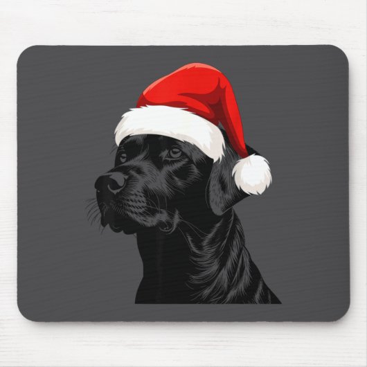 Black Lab Labrador Santa Hat Christmas Holiday Pet Muismat (Voorkant)