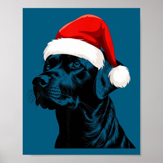Black Lab Labrador Santa Hat Christmas Holiday Pet Poster (Voorkant)