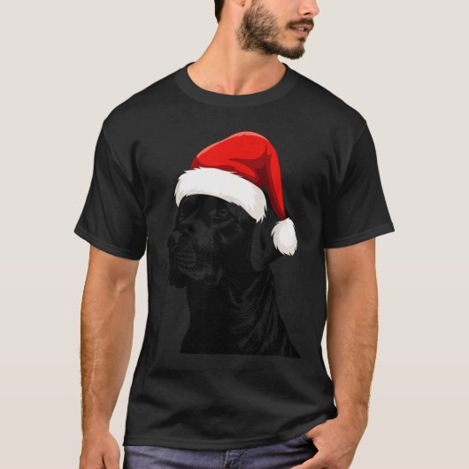 Black Lab Labrador Santa Hat Christmas Holiday Pet T-shirt (Voorkant)