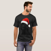 Black Lab Labrador Santa Hat Christmas Holiday Pet T-shirt (Voorkant volledig)