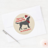 Black Lab Labrador Vrolijk Kerstfeest Ronde Sticker (Envelop)