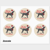 Black Lab Labrador Vrolijk Kerstfeest Ronde Sticker (Vel)