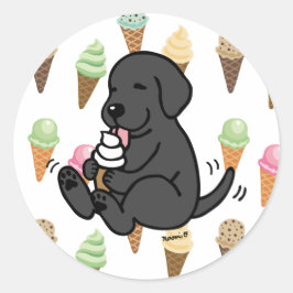 Black Lab Licking Ice Cream Ronde Sticker