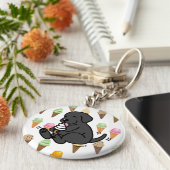 Black Lab Licking Ice Cream Sleutelhanger (Zijkant)