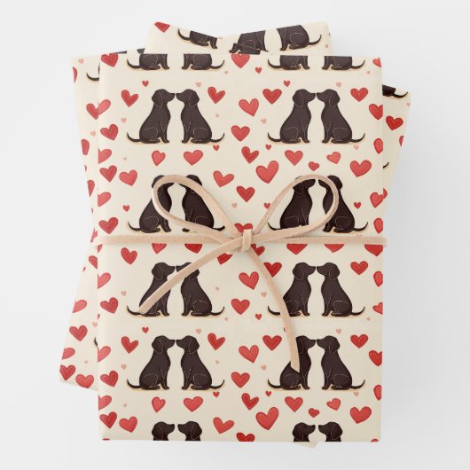 Black Lab Love - Valentijns's Dog Wrapping Paper (In situ)