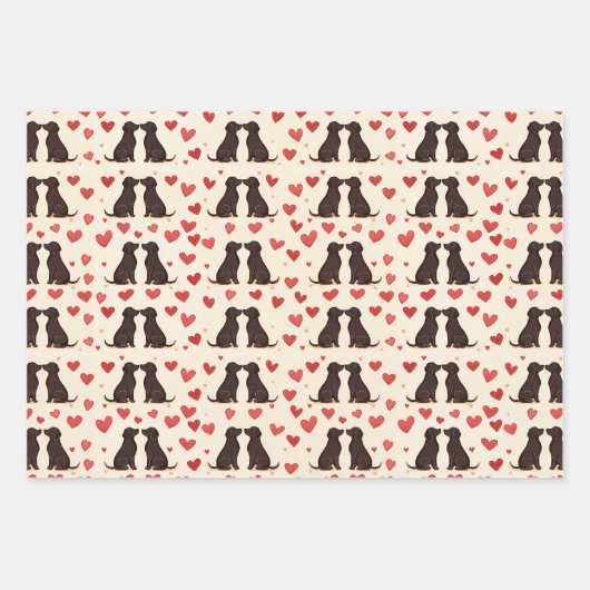 Black Lab Love - Valentijns's Dog Wrapping Paper (Voorkant)