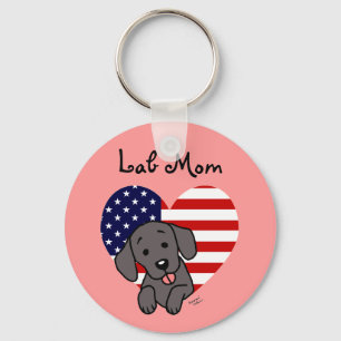 Black Lab Mam en American Flag Sleutelhanger