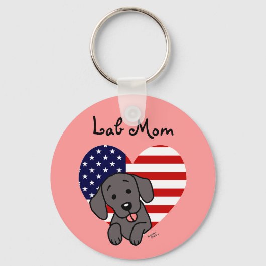 Black Lab Mam en American Flag Sleutelhanger (Voorkant)