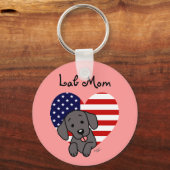 Black Lab Mam en American Flag Sleutelhanger (Voorkant)