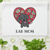 Black Lab Mam Floral Heart Kitchen Towel Theedoek (Gevouwen)