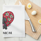 Black Lab Mam Floral Heart Kitchen Towel Theedoek (Quarter Fold)